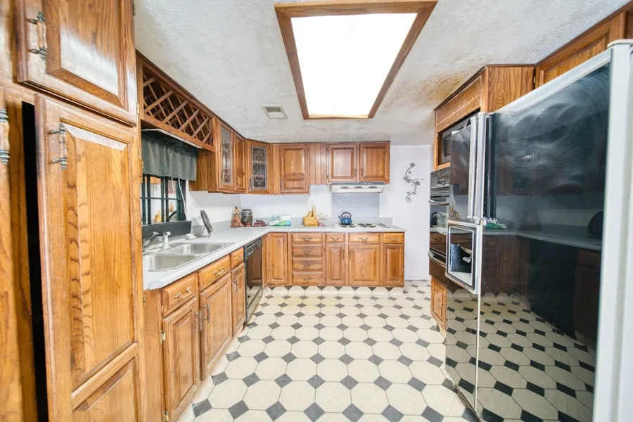 The Ajax kitchen before, in honey oak
