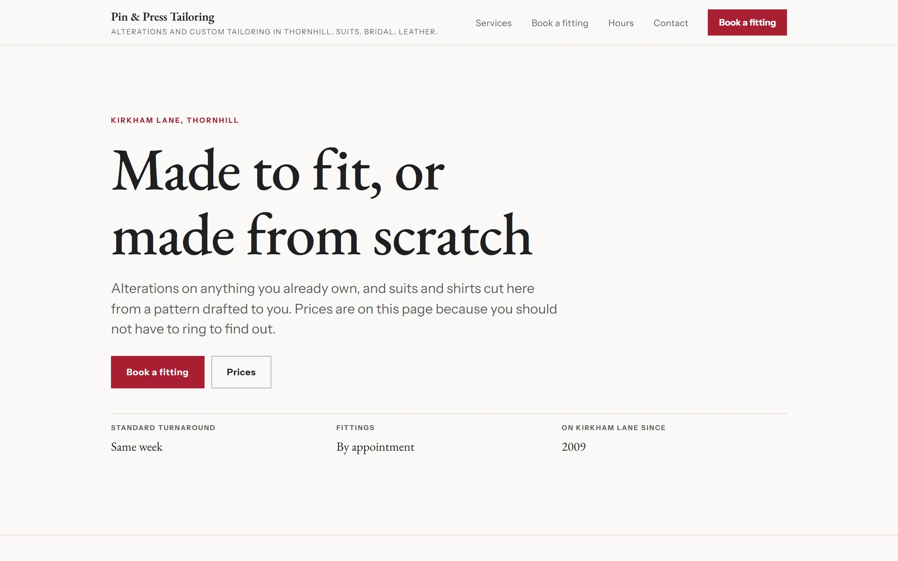 The pinandpress.ca sample site, landing page