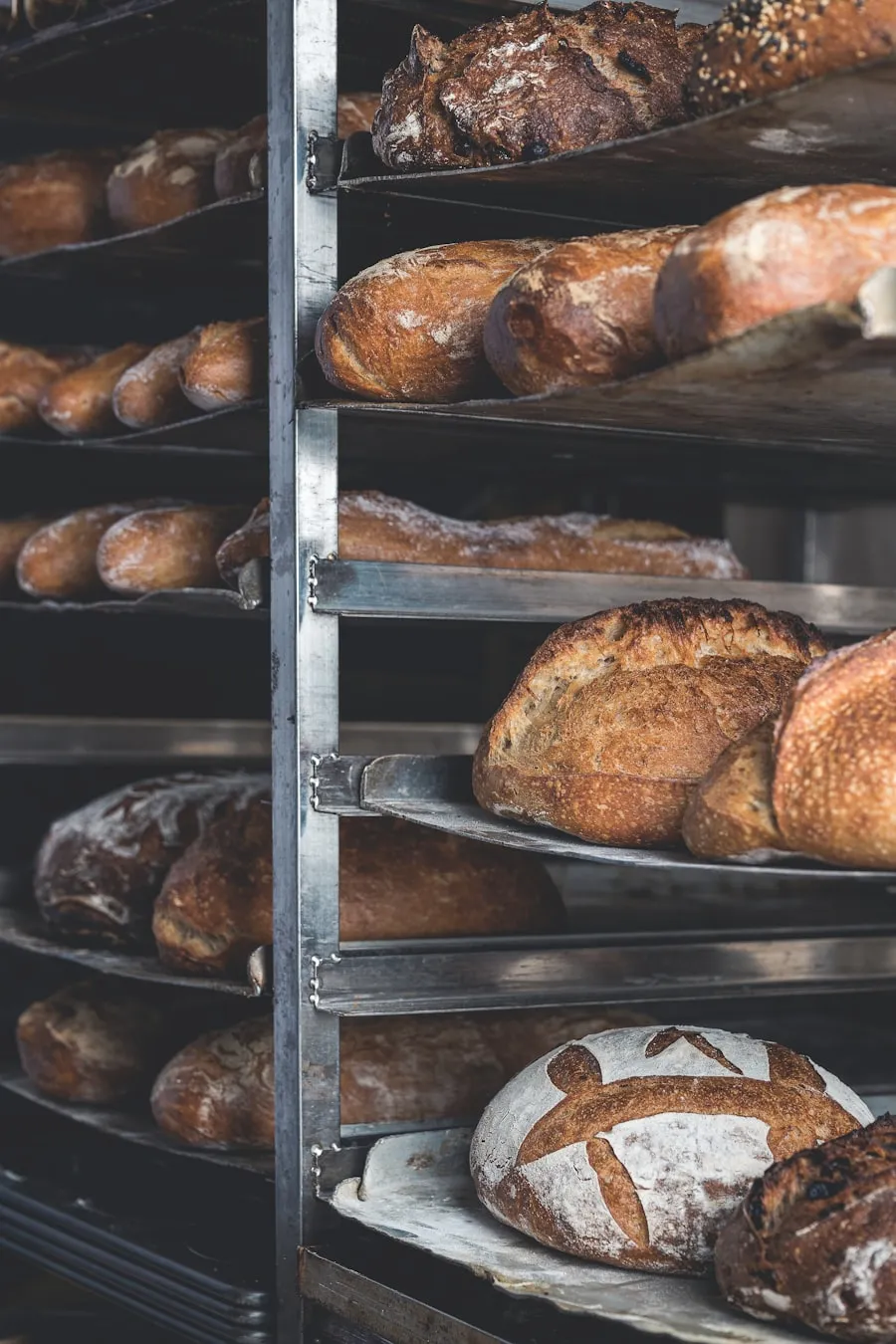 Loaves going into the deck oven at Vernon Street Bakehouse