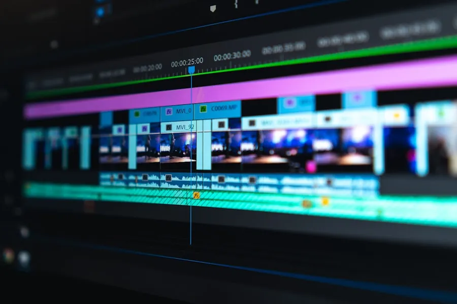 A video editing timeline open on screen